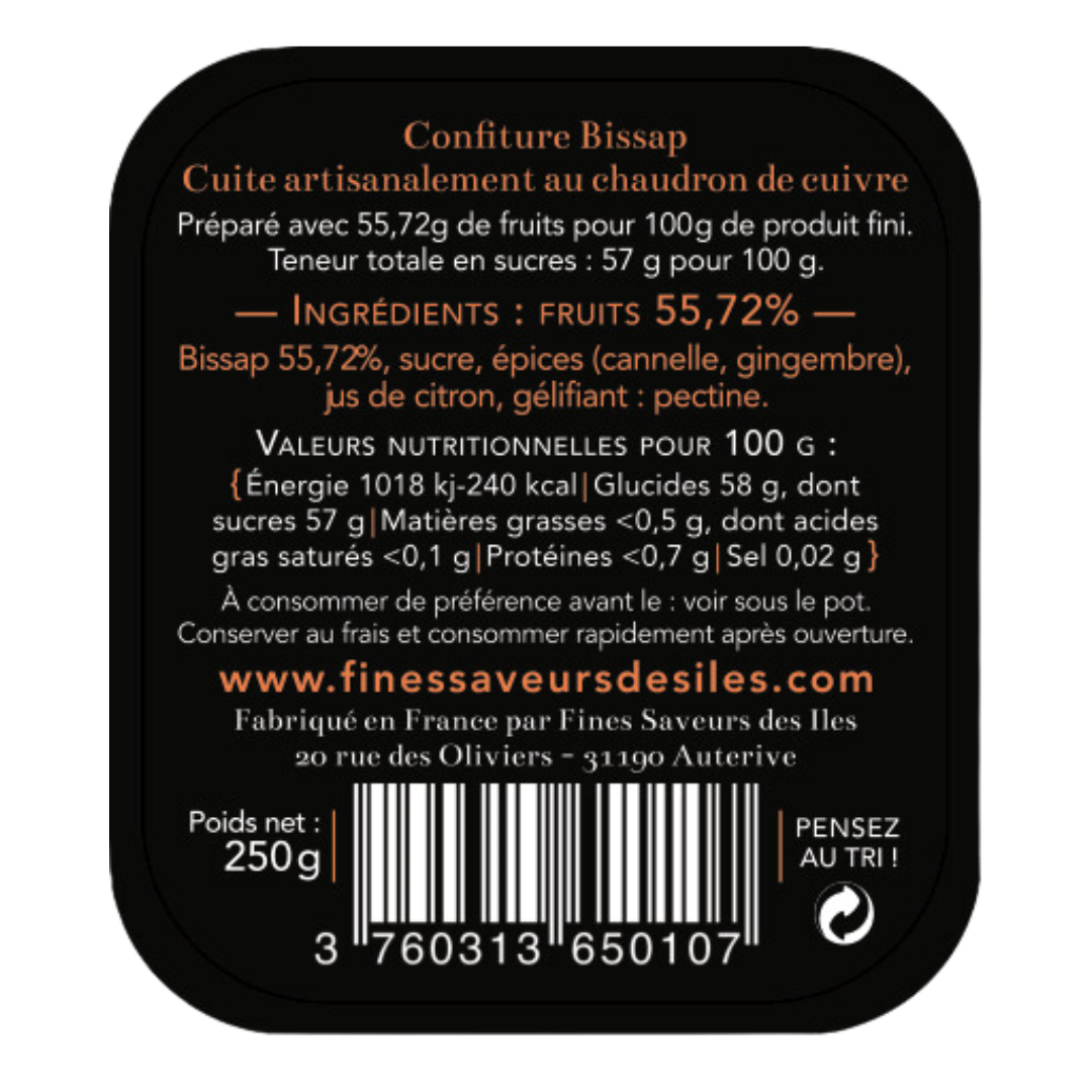 ingrédients confiture artisanale bissap de fines saveurs des iles