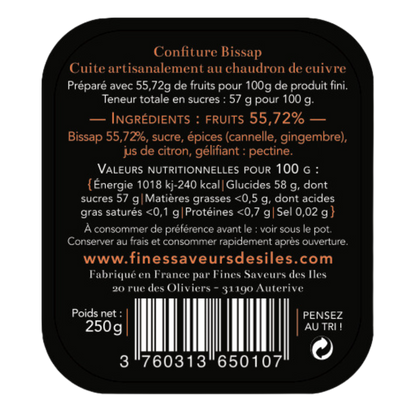 ingrédients confiture artisanale bissap de fines saveurs des iles