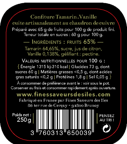 ingrédients confiture tamarin vanille de fines saveurs des iles