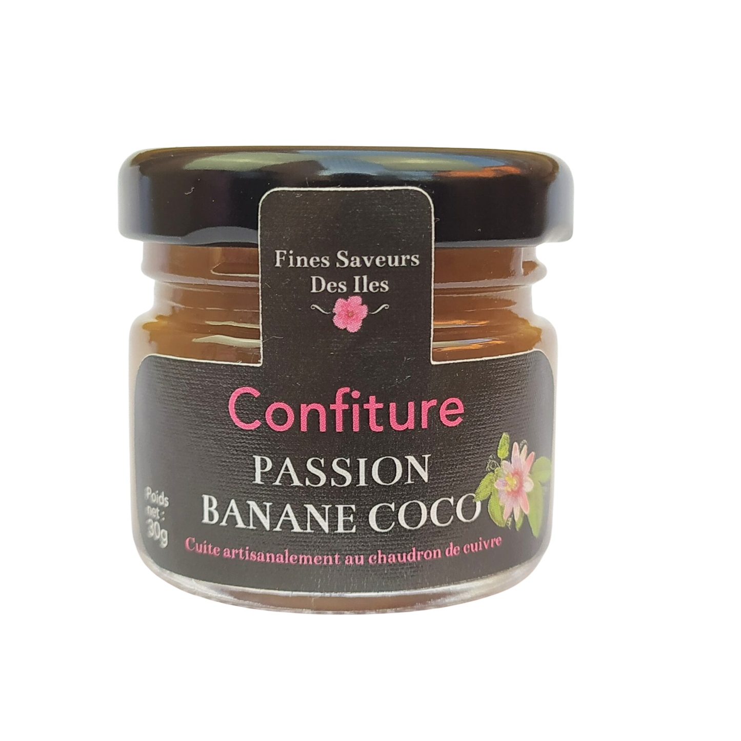 confiture artisanale exotique passion banane coco 30g de fines saveurs des iles