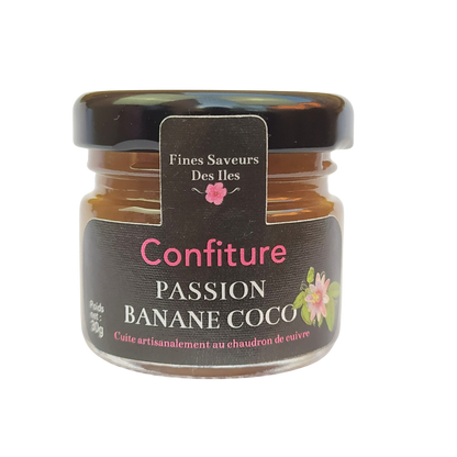 confiture artisanale exotique passion banane coco 30g de fines saveurs des iles