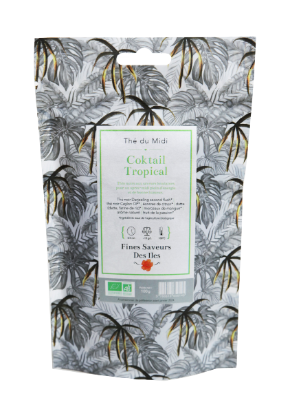 Sachet recharge thé noir exotique du midi - Cocktail Tropical - de Fines Saveurs des Iles