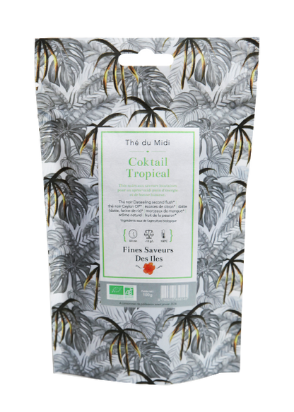 Sachet recharge thé noir exotique du midi - Cocktail Tropical - de Fines Saveurs des Iles