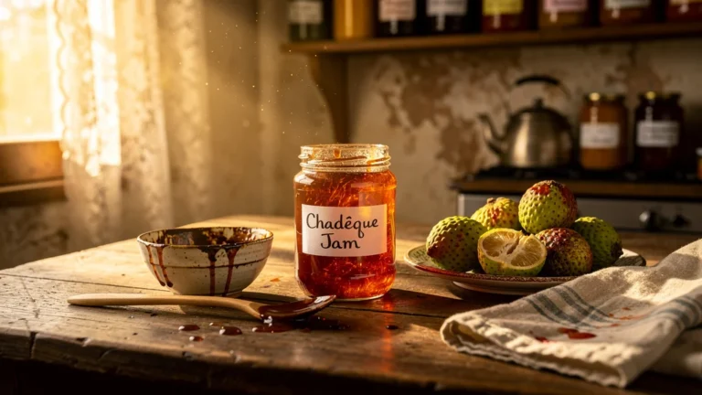 Pot de confiture de chadèque maison illustrant trois essais pour dompter l'amertume