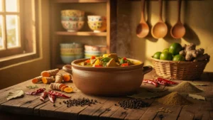 Cuisine maison du colombo aux épices des îles, symbole de réconciliation familiale et saveurs authentiques